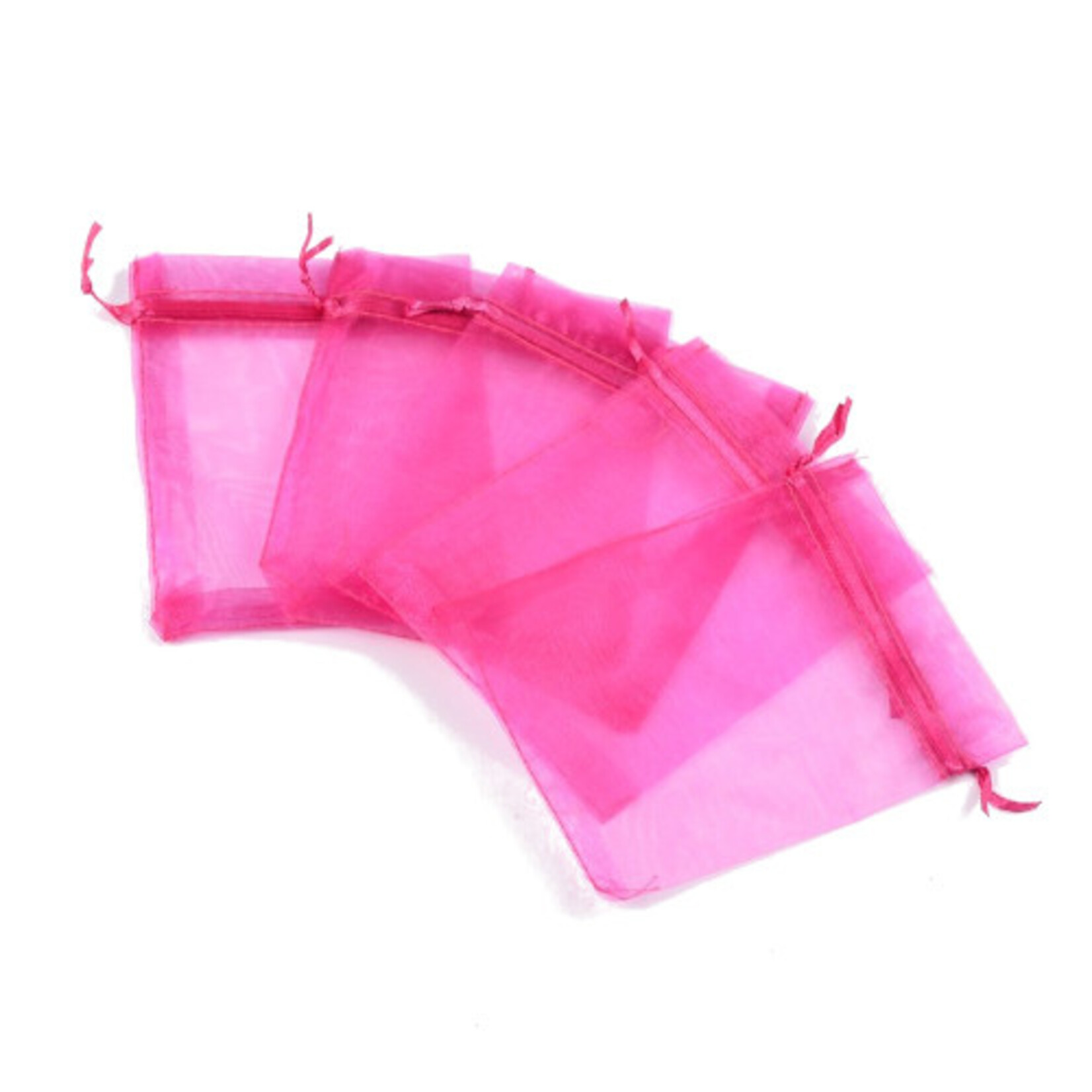 Organza zakjes knalroze (5x)