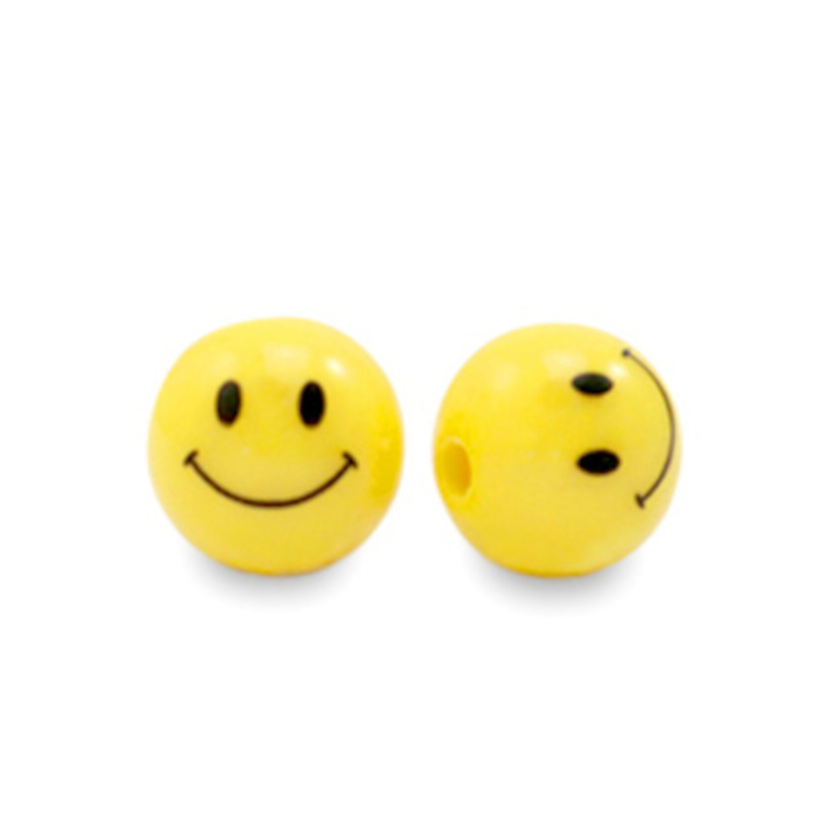 Gele gekleurde smiley kralen 8 mm (10x)