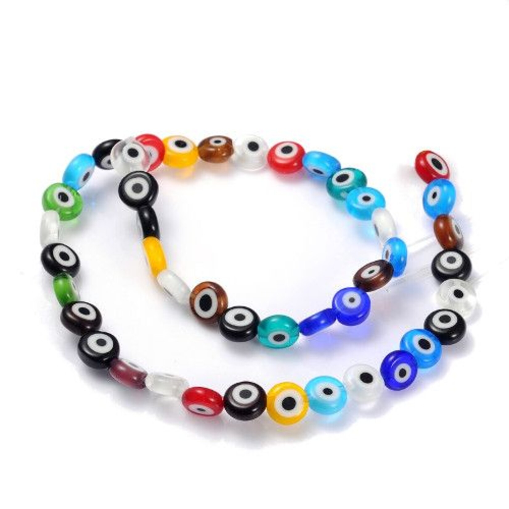 Gekleurde evil eye glaskraal (68x)