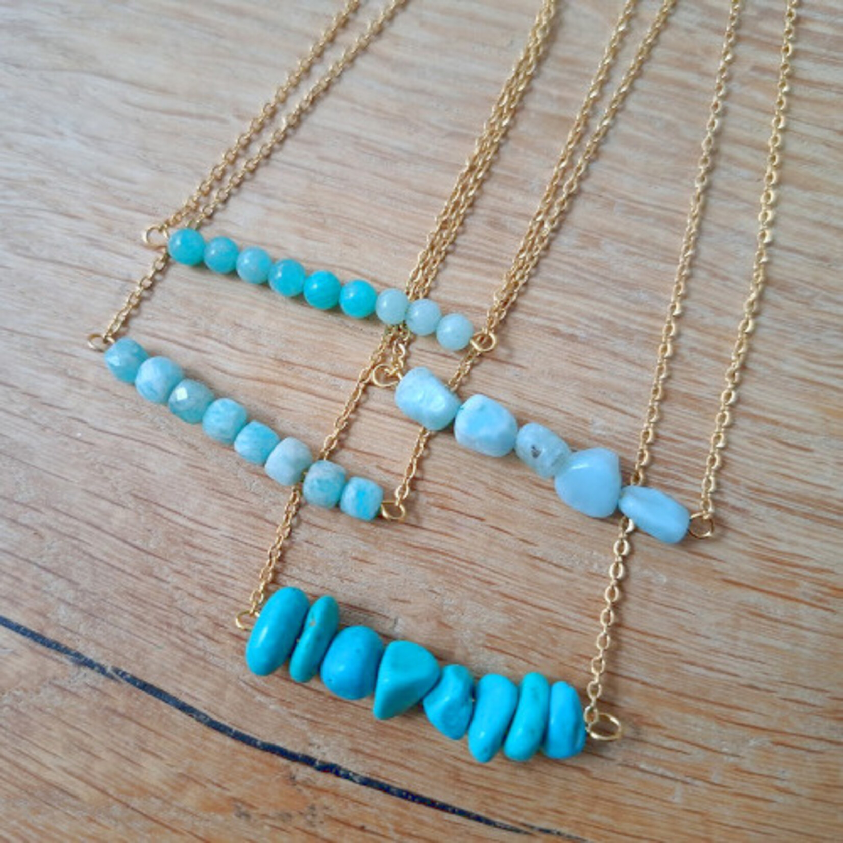 De Maan is rond Ketting met natuursteen blauw groen