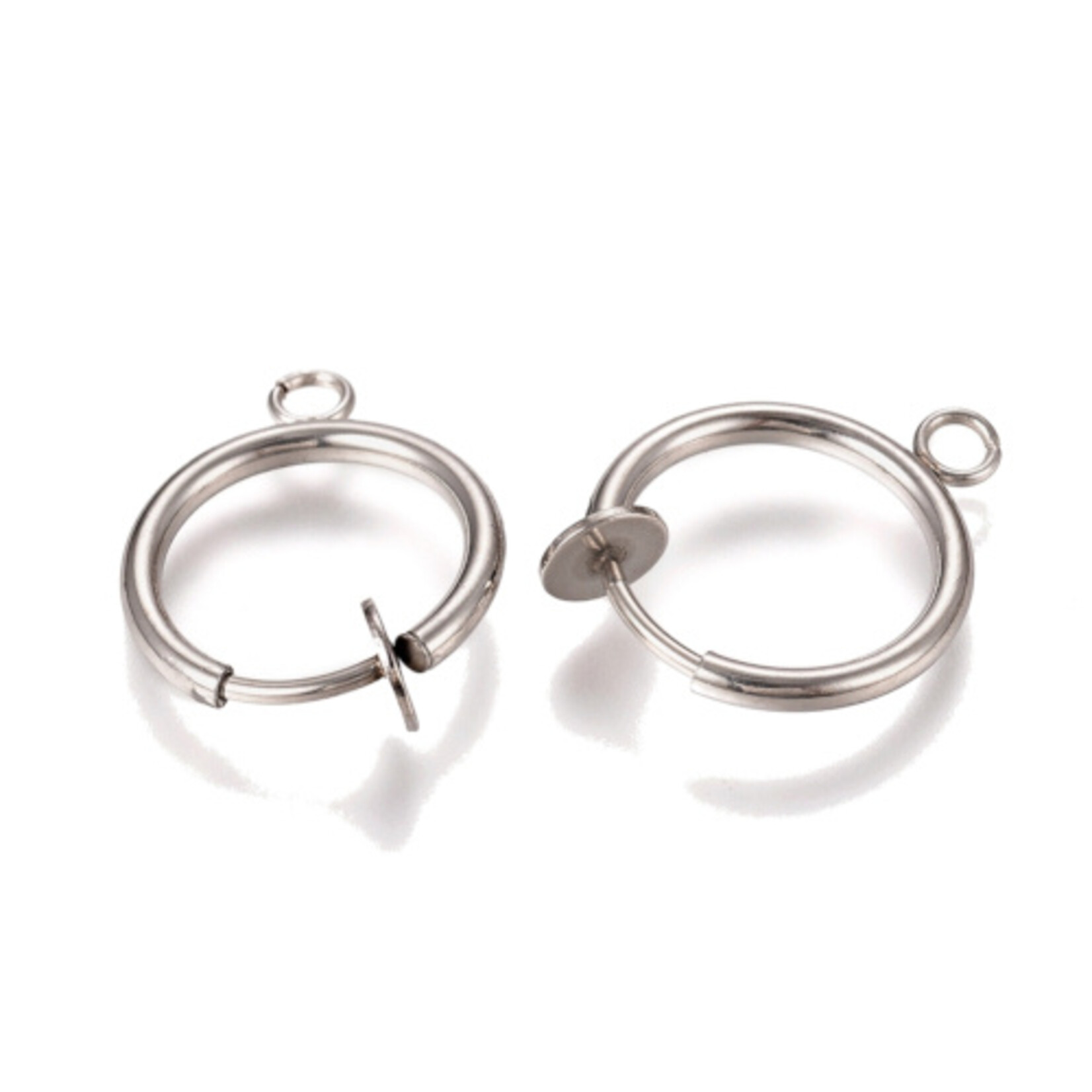 Oorring clips met oogje stainless steel 13  mm (p.p)