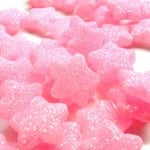 Roze sterkralen met glitter (10x)