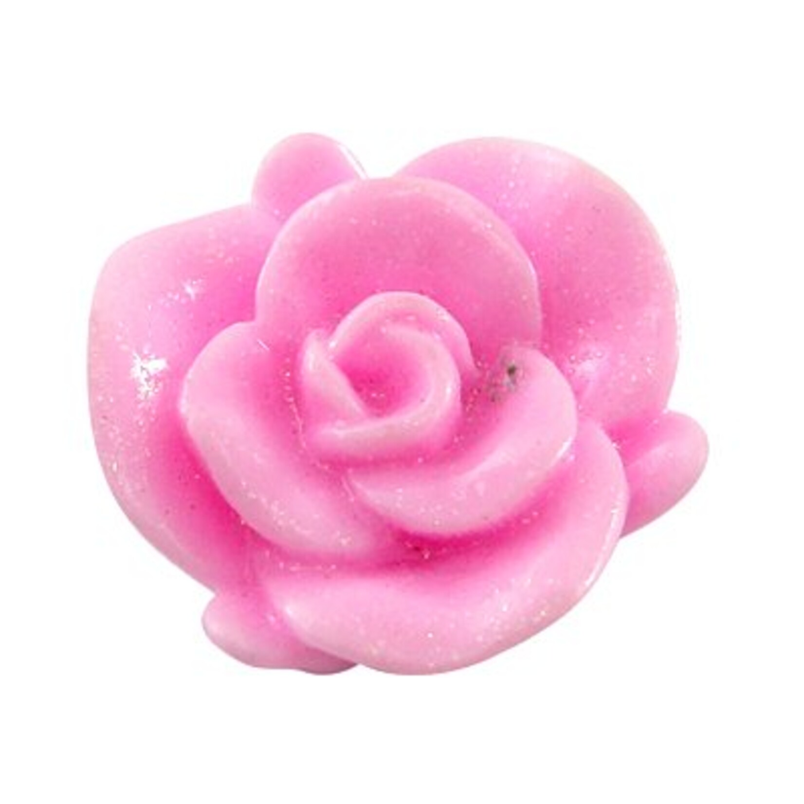 Cabochon roze glitterbloem (5x)