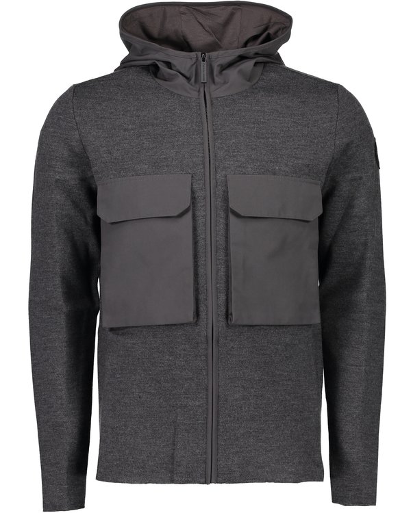 Elgin Full Zip Sweater Black Label Grau