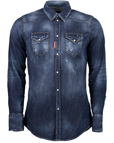 Dsquared2 Classic Western Jeans Shirt Blue