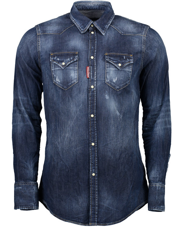 Classic Western Jeans Shirt Blau