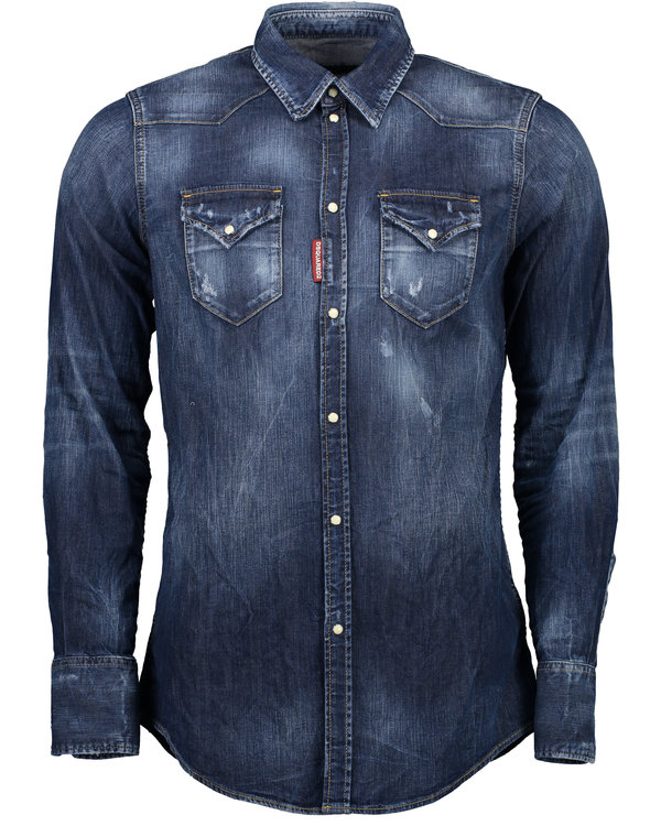 Classic Western Jeans Shirt Blue