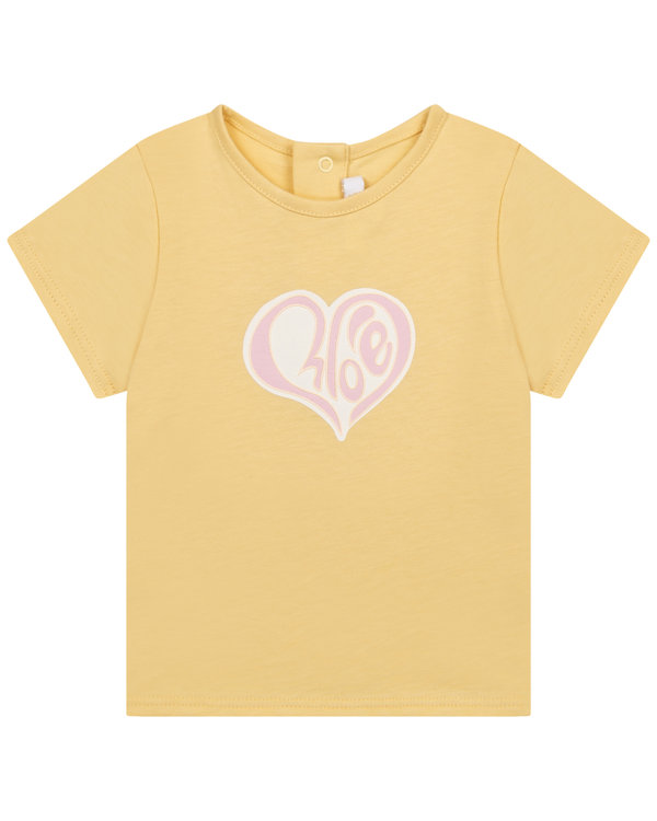 Chloé Kids logo-patch T-shirt - Yellow