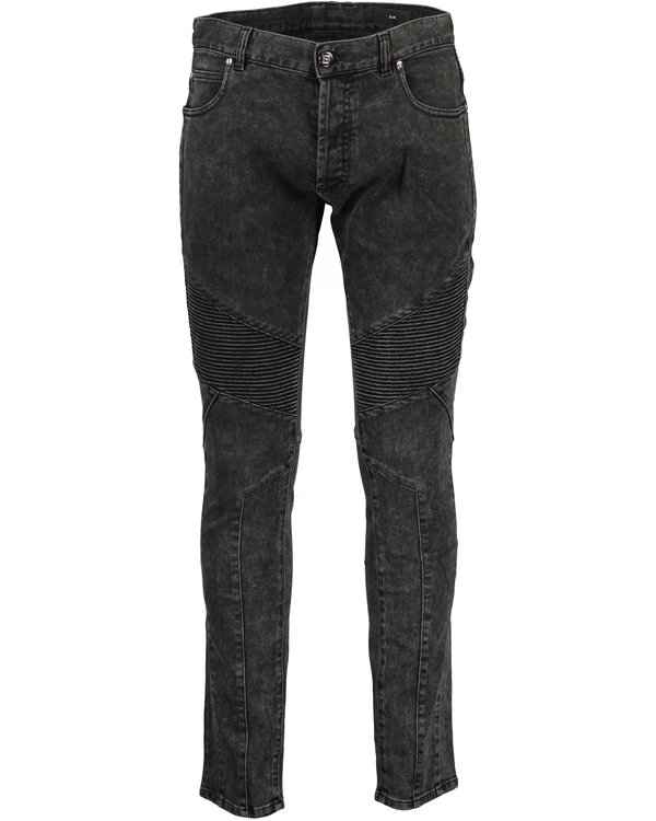 Ribbed Slim Multi-Cuts Jeans Black