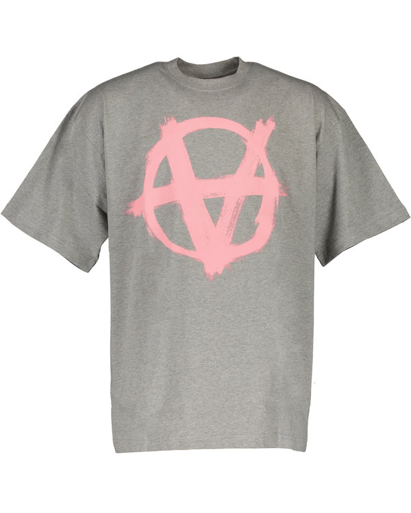Double Anarchy Logo T-shirt Grijs/Roze