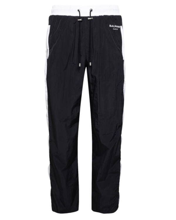 Nylon Snapped Trackpants Black