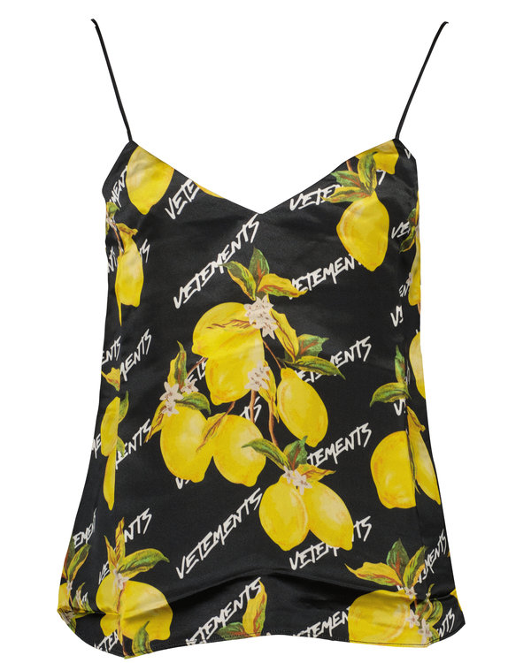 Lemon Monogram Slip Top Zwart