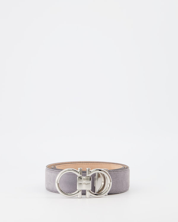 Adjustable logo Silver Belt suede Grey