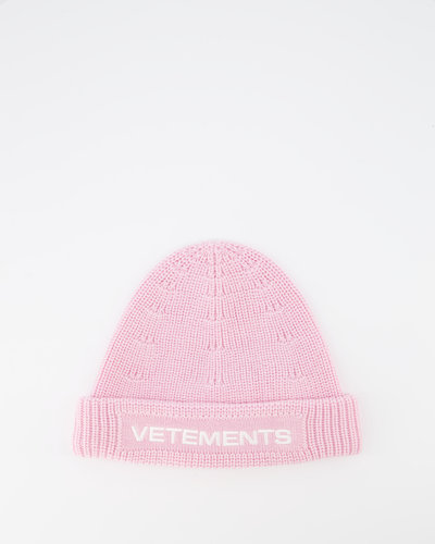Vetements Embroidered-logo ribbed beanie rosa