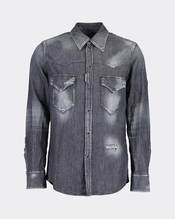 New Western Jeans Shirt Zwart