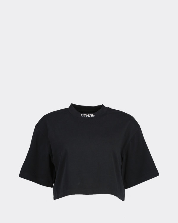 стиль Turtleneck Crop SS T-shirt Black / White