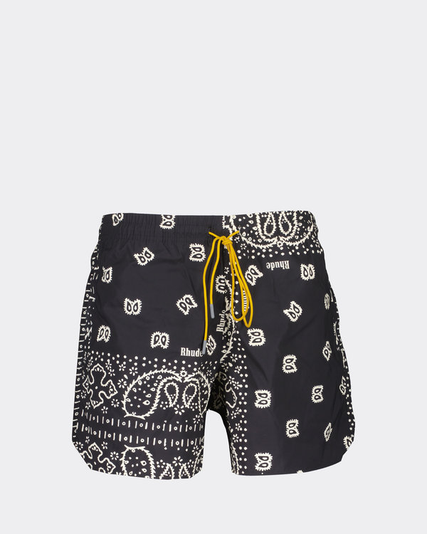 Bandana Print Swim Shorts Zwart