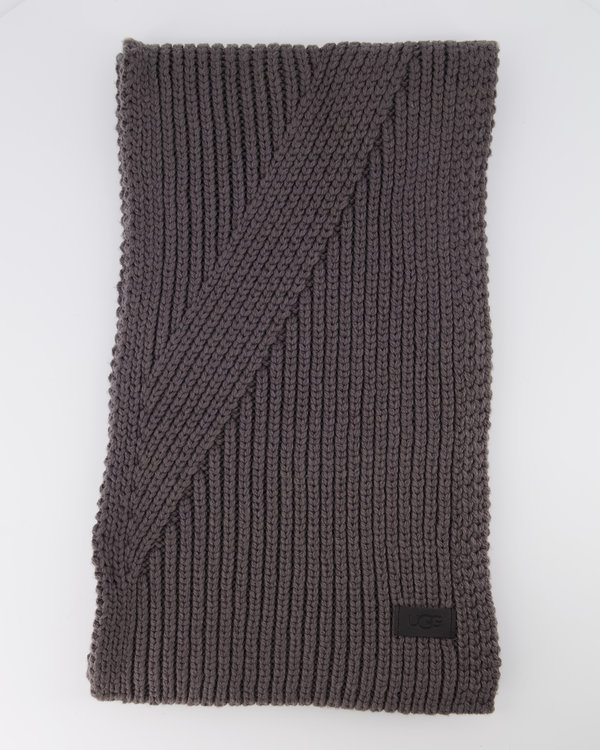 Knit Diagonal Ribbed Scarf Grau