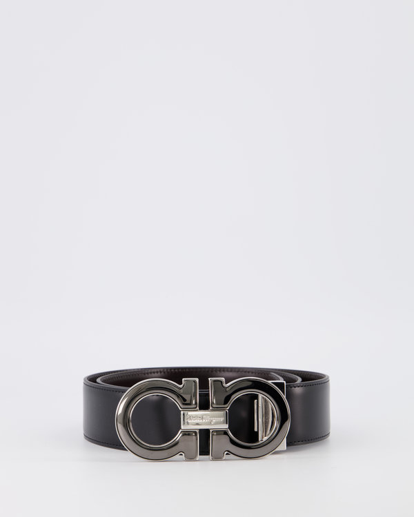 Big logo Silver Belt Zwart Reversible and Adjustable