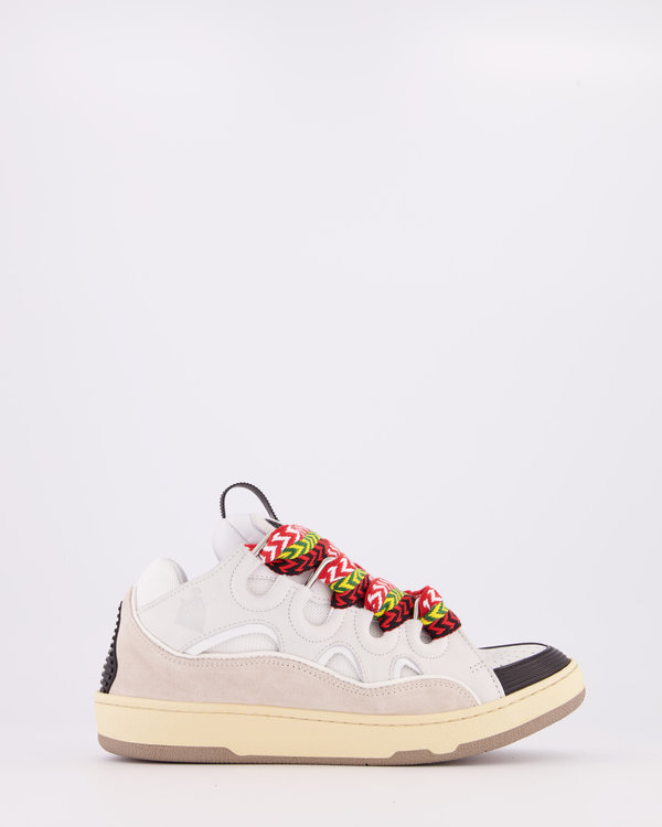 Leather Curb Sneakers Weiss