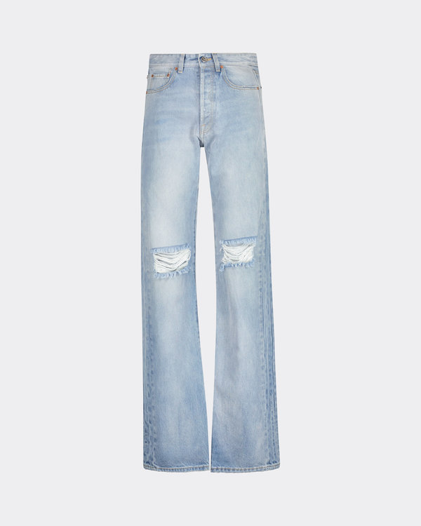 Cut-Up Destroyed Jeans Blau