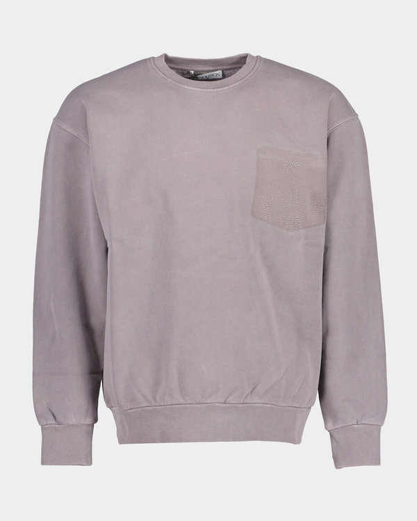 Faded Logo Pocket Sweater Grau