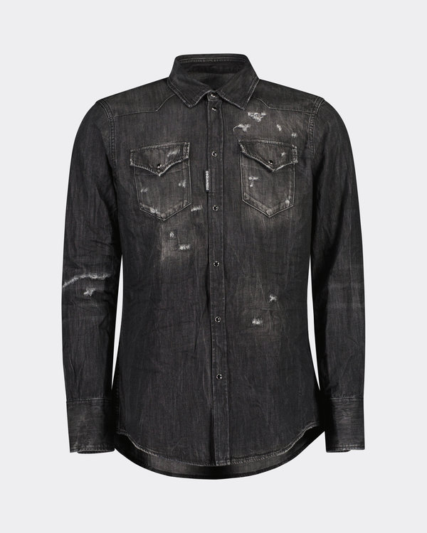 New Western Jeans Shirt Zwart