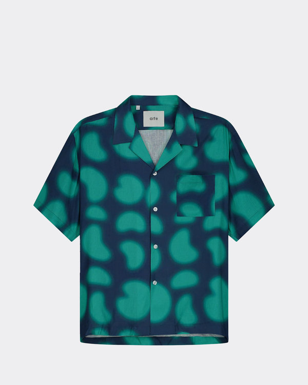Scottie Print Shirt Marine/Groen