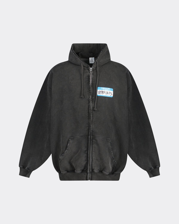 My Name is Vetements Faded Zip-Up Hoodie Schwarz