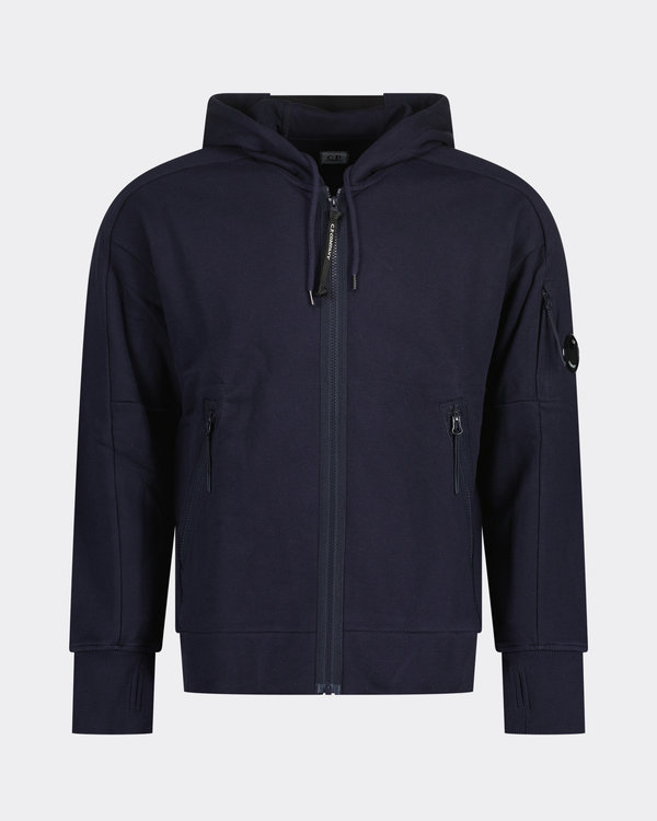 Diagonal Raised Fleece Vest Hoodie Navy