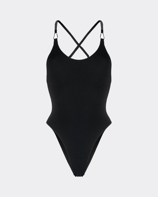 Glitter Carabiner Swimsuit Black