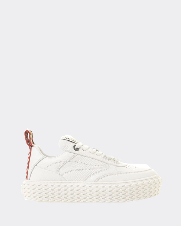 Leather Curb Low Sneakers White