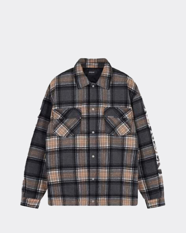 Quilted Flannel Overshirt Grau