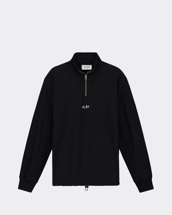 Block Zip Mock Black