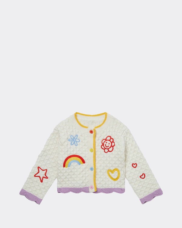 Doodle Embroidery Cardigan Offwhite