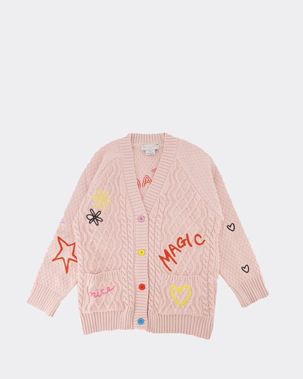 Doodle Embroidery Cardigan Rosa