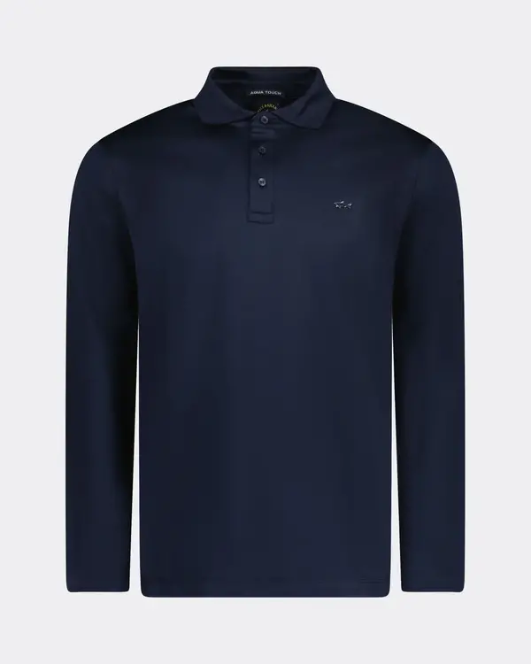 Men's Knitted Poloshirt Blau