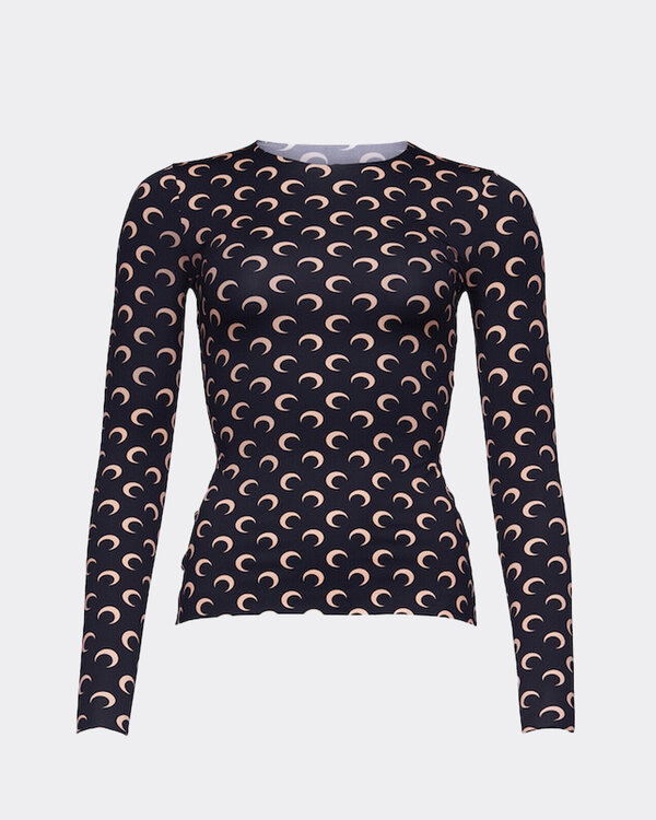 Regenerated All Over Moon Second Skin Top Schwarz