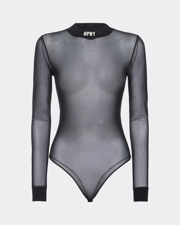 HPNY EMB Mesh LS Body Schwarz