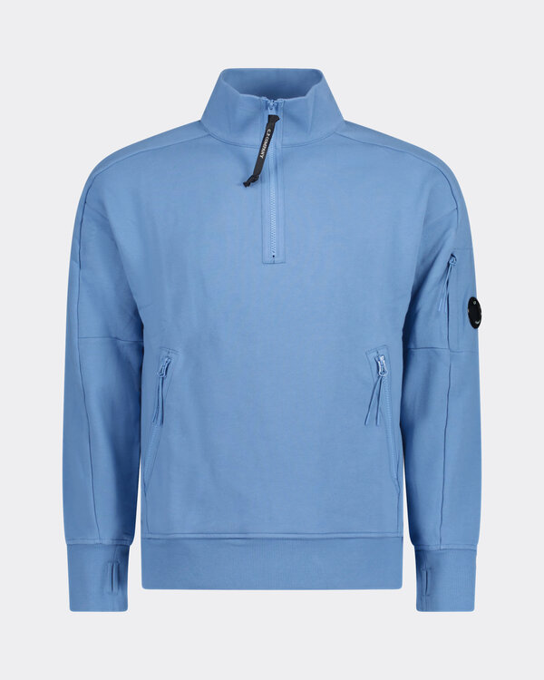 Diagonal Raised Half Zip Blau