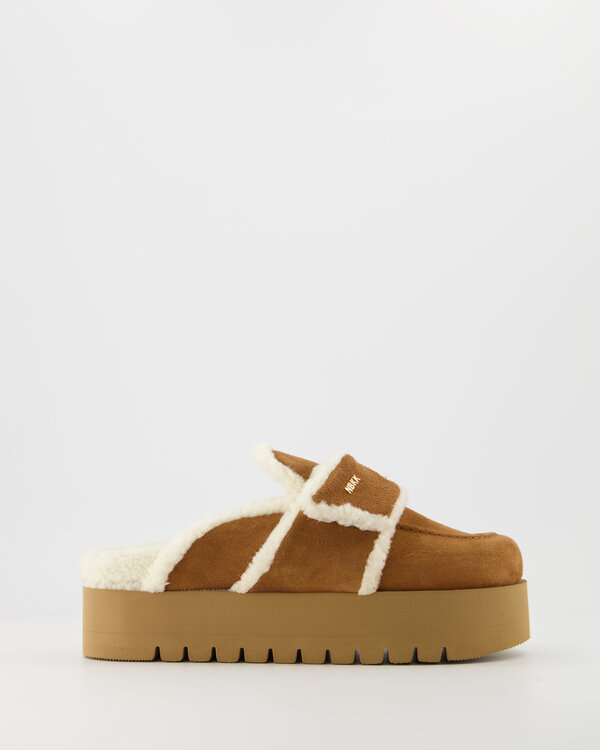 Teddy Fur Chunky Slipper Cognac