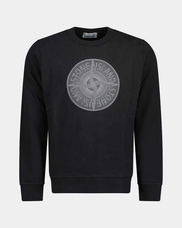 66559 Front Print Sweater Black