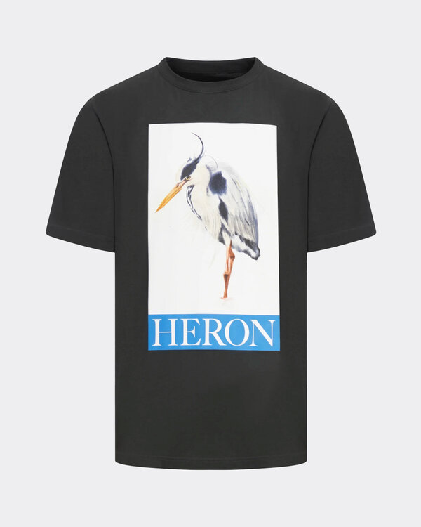 Heron Bird Painted SS T-Shirt  Schwarz