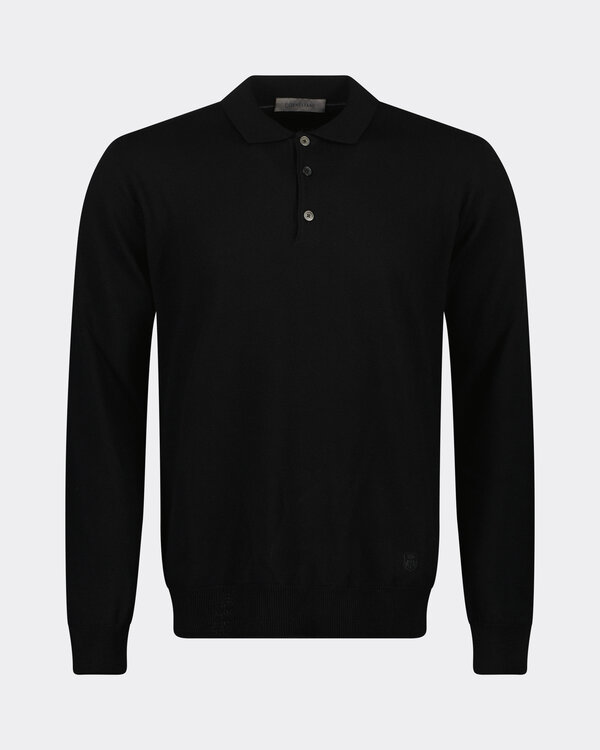 Knitted Long Sleeve Polo Black