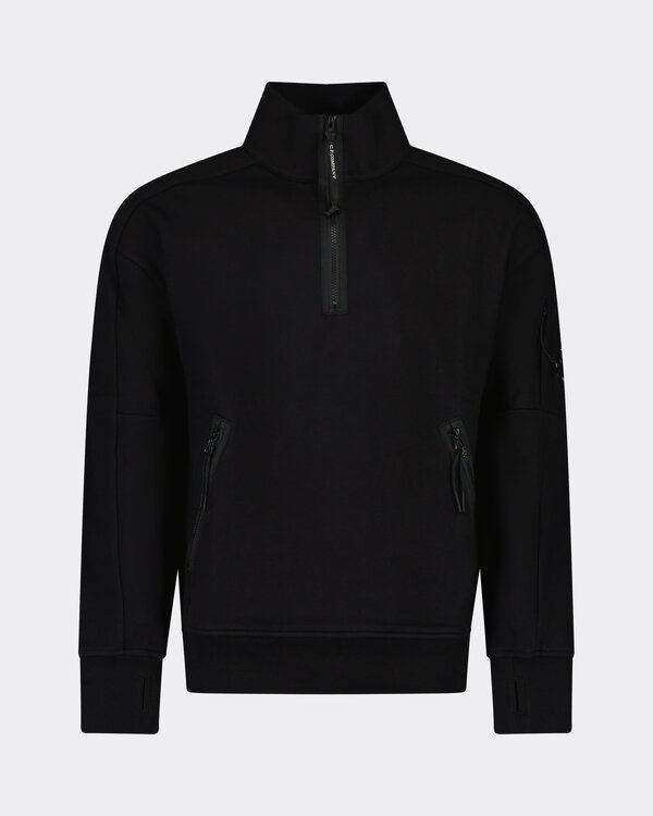 Diagonal Raised Half Zip Schwarz