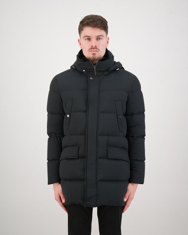 Men's Woven Half Coat Zwart