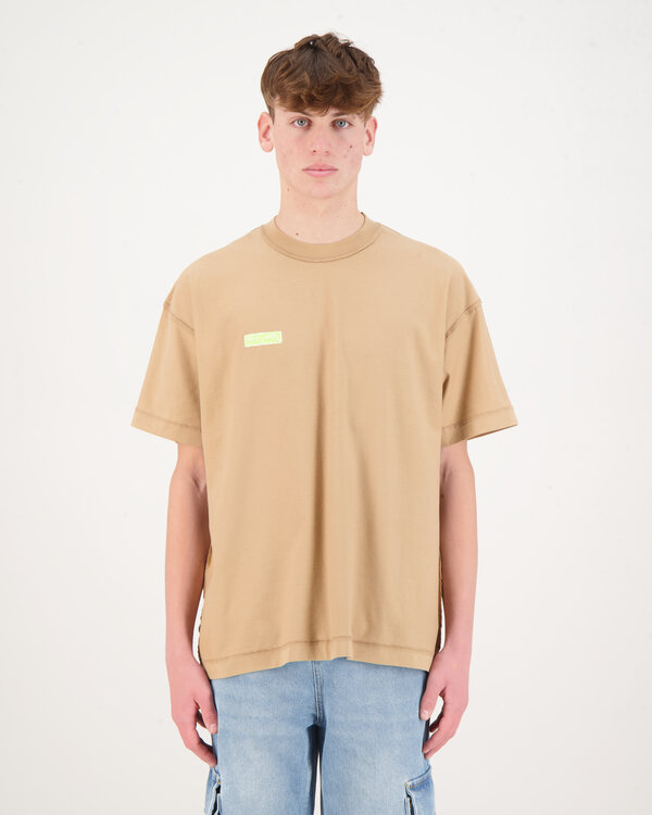 Inside-Out Embroidered T-Shirt Brown