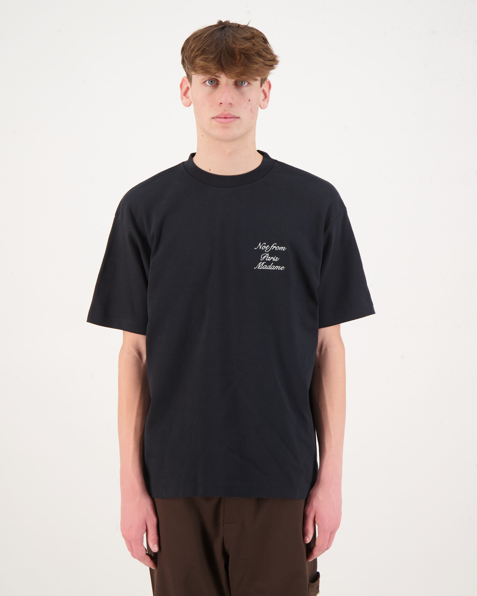 Drole de Monsieur Le T Shirt Slogan Cursive Zwart