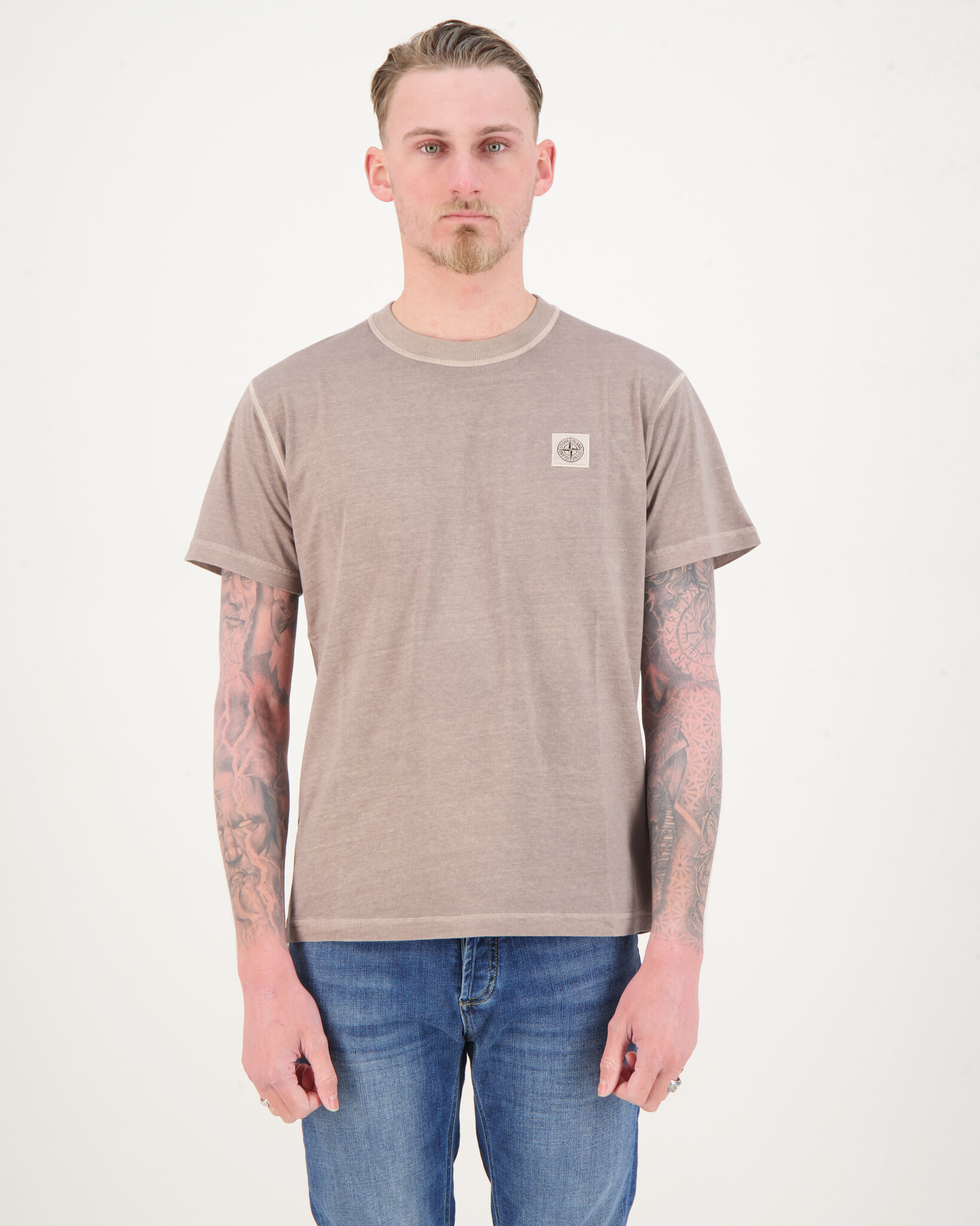 Stone Island 23757 Washed Basic T Shirt Grijs