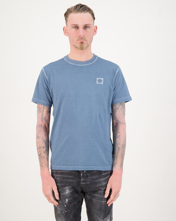 23757 Washed Basic T-Shirt D.Blau